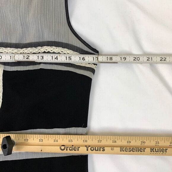 Max Studio Ribbon Lace Black L 12 Lace Lined Cocktail Fairy Whimsigoth Grunge - Picture 9 of 11